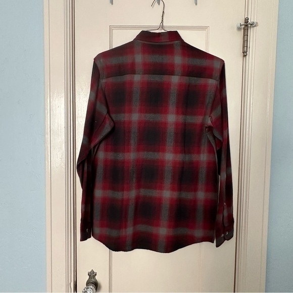 Hobbs Creek Shirt Ombre Cotton Plaid Flannel Button Down Red & Gray Size S - Picture 3 of 11